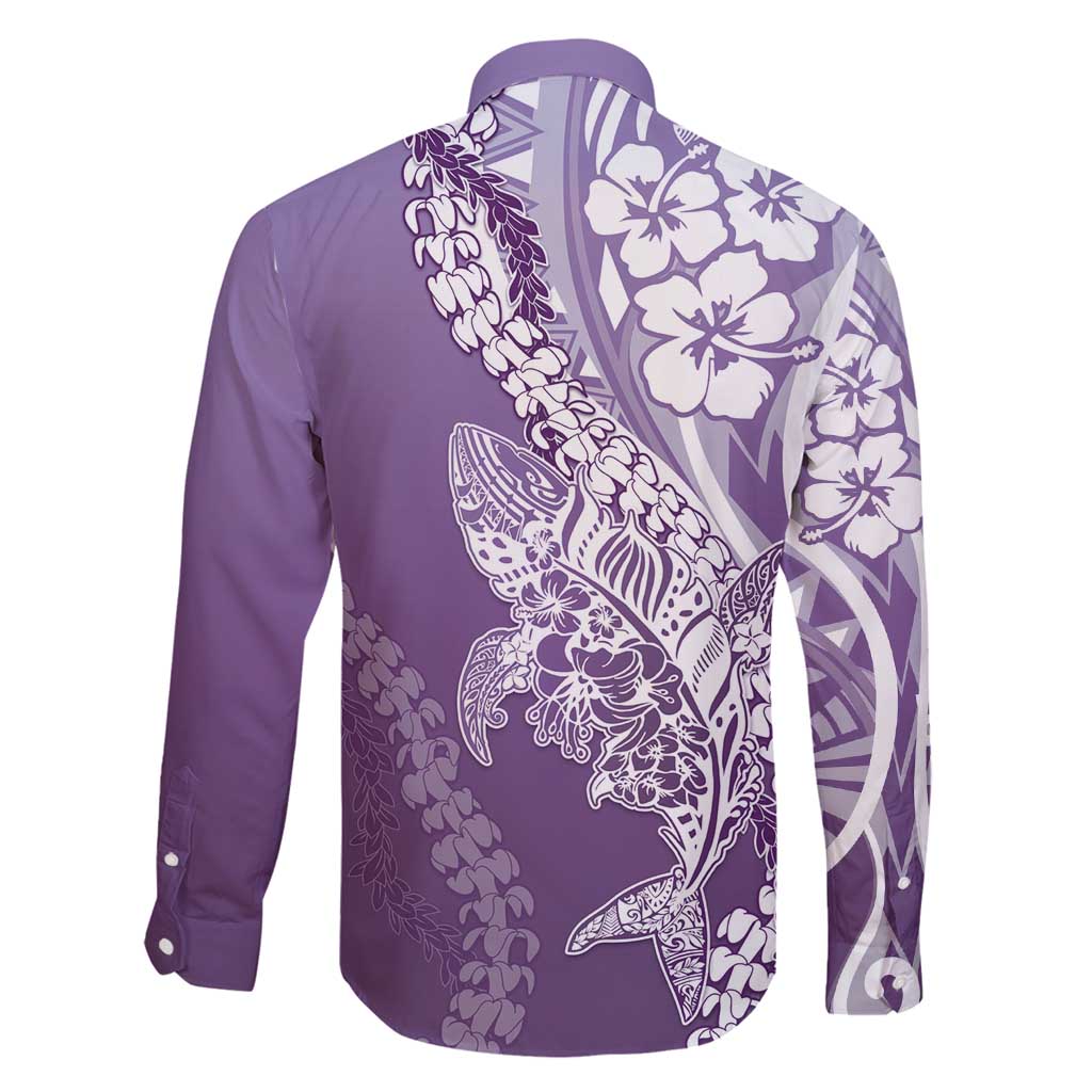 Hawaii Puakenikeni And Maile Lei Family Matching Long Sleeve Bodycon Dress and Hawaiian Shirt Violet Polynesian Shark Tattoo DT05
