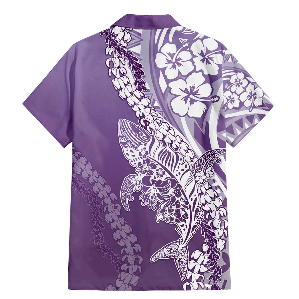 Hawaii Puakenikeni And Maile Lei Family Matching Mermaid Dress and Hawaiian Shirt Violet Polynesian Shark Tattoo DT05 - Polynesian Pride