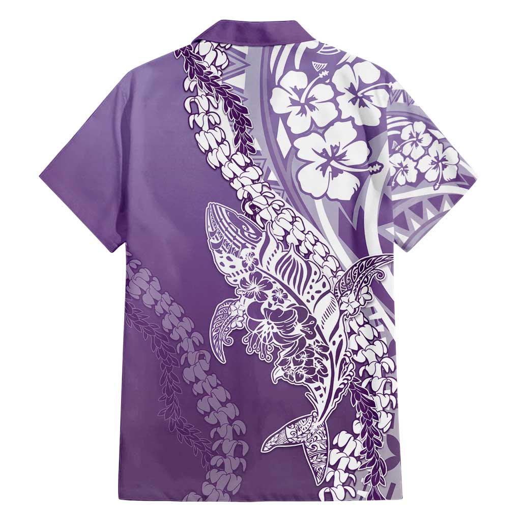 Hawaii Puakenikeni And Maile Lei Family Matching Puletasi and Hawaiian Shirt Violet Polynesian Shark Tattoo DT05 - Polynesian Pride