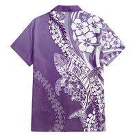 Hawaii Puakenikeni And Maile Lei Family Matching Summer Maxi Dress and Hawaiian Shirt Violet Polynesian Shark Tattoo DT05 - Polynesian Pride