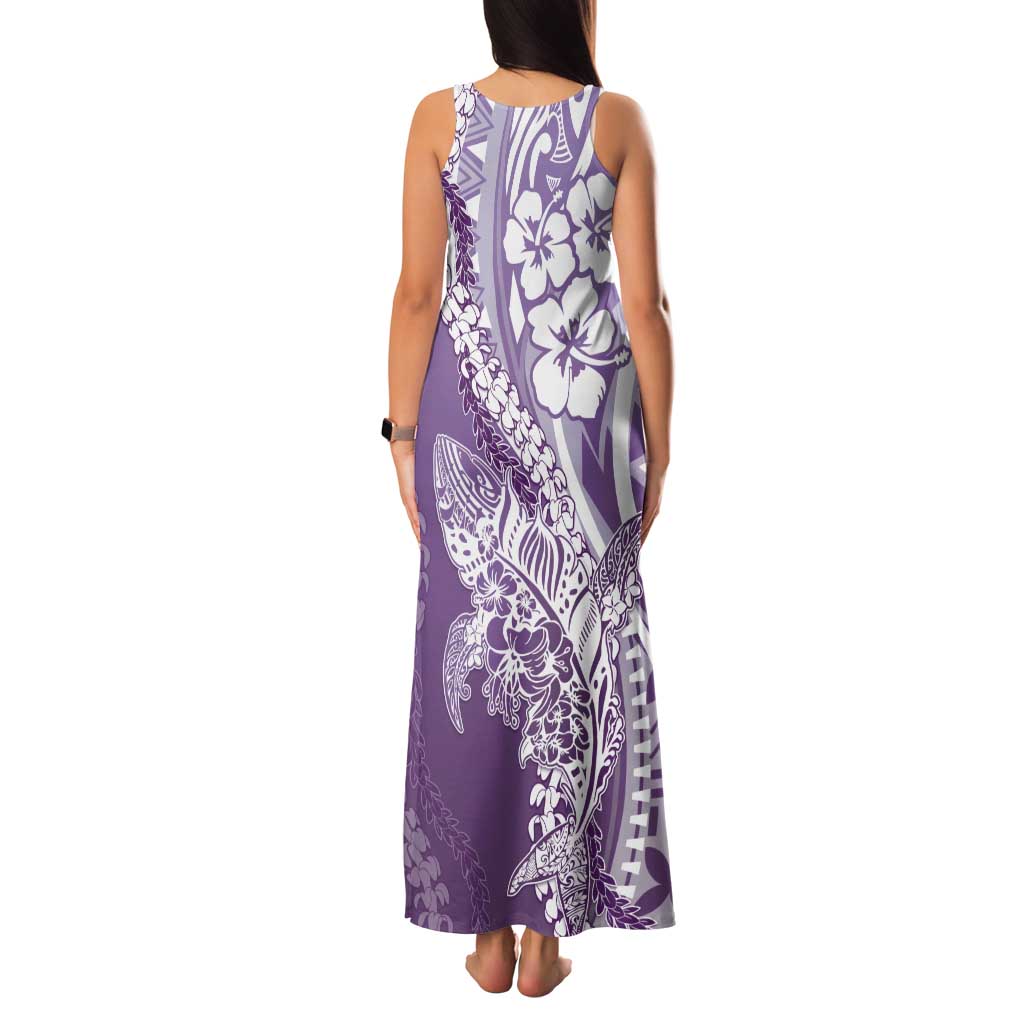 Hawaii Puakenikeni And Maile Lei Family Matching Tank Maxi Dress and Hawaiian Shirt Violet Polynesian Shark Tattoo DT05