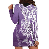 Hawaii Puakenikeni And Maile Lei Hoodie Dress Violet Polynesian Shark Tattoo DT05 - Polynesian Pride