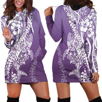 Hawaii Puakenikeni And Maile Lei Hoodie Dress Violet Polynesian Shark Tattoo DT05 - Polynesian Pride