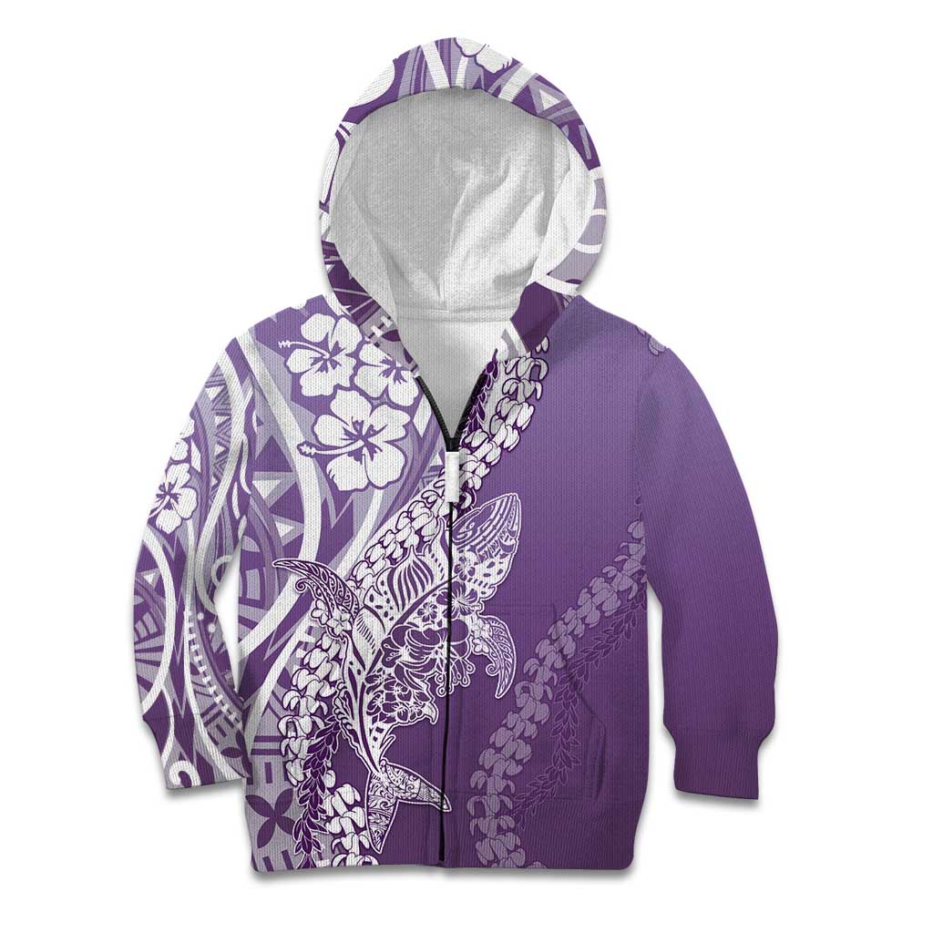 Hawaii Puakenikeni And Maile Lei Kid Hoodie Violet Polynesian Shark Tattoo DT05 Zip Hoodie Violet - Polynesian Pride