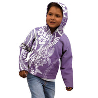 Hawaii Puakenikeni And Maile Lei Kid Hoodie Violet Polynesian Shark Tattoo DT05 - Polynesian Pride