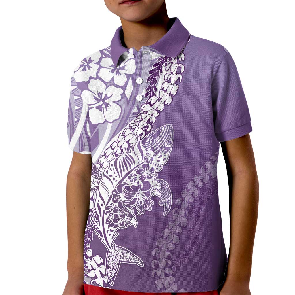 Hawaii Puakenikeni And Maile Lei Kid Polo Shirt Violet Polynesian Shark Tattoo DT05 Kid Violet - Polynesian Pride