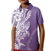 Hawaii Puakenikeni And Maile Lei Kid Polo Shirt Violet Polynesian Shark Tattoo DT05 Kid Violet - Polynesian Pride