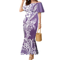 Hawaii Puakenikeni And Maile Lei Mermaid Dress Violet Polynesian Shark Tattoo DT05 Women Violet - Polynesian Pride