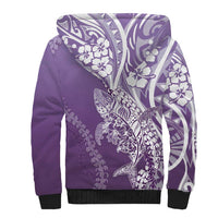 Hawaii Puakenikeni And Maile Lei Sherpa Hoodie Violet Polynesian Shark Tattoo DT05 - Polynesian Pride