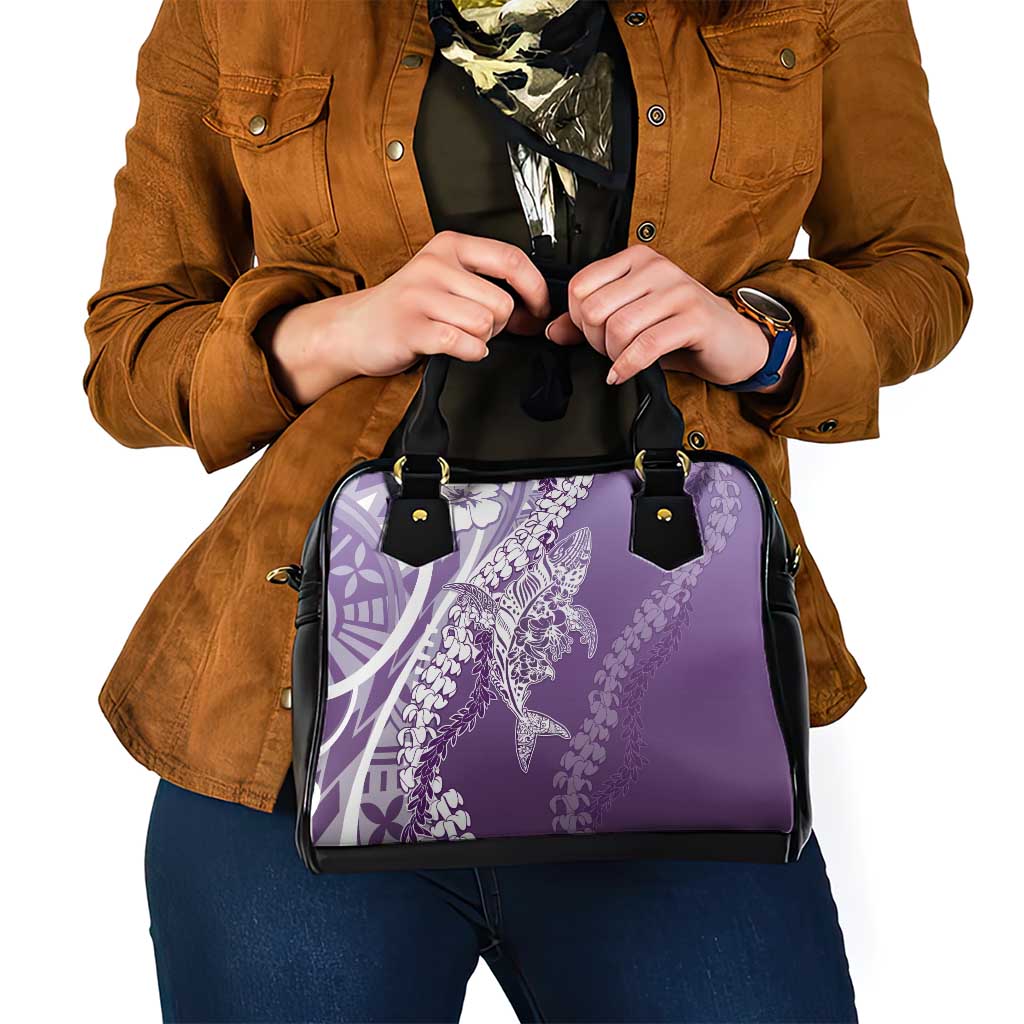 Hawaii Puakenikeni And Maile Lei Shoulder Handbag Violet Polynesian Shark Tattoo DT05 - Polynesian Pride