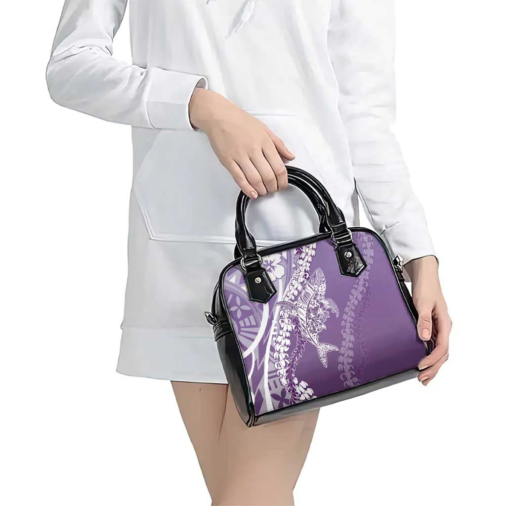 Hawaii Puakenikeni And Maile Lei Shoulder Handbag Violet Polynesian Shark Tattoo DT05 - Polynesian Pride