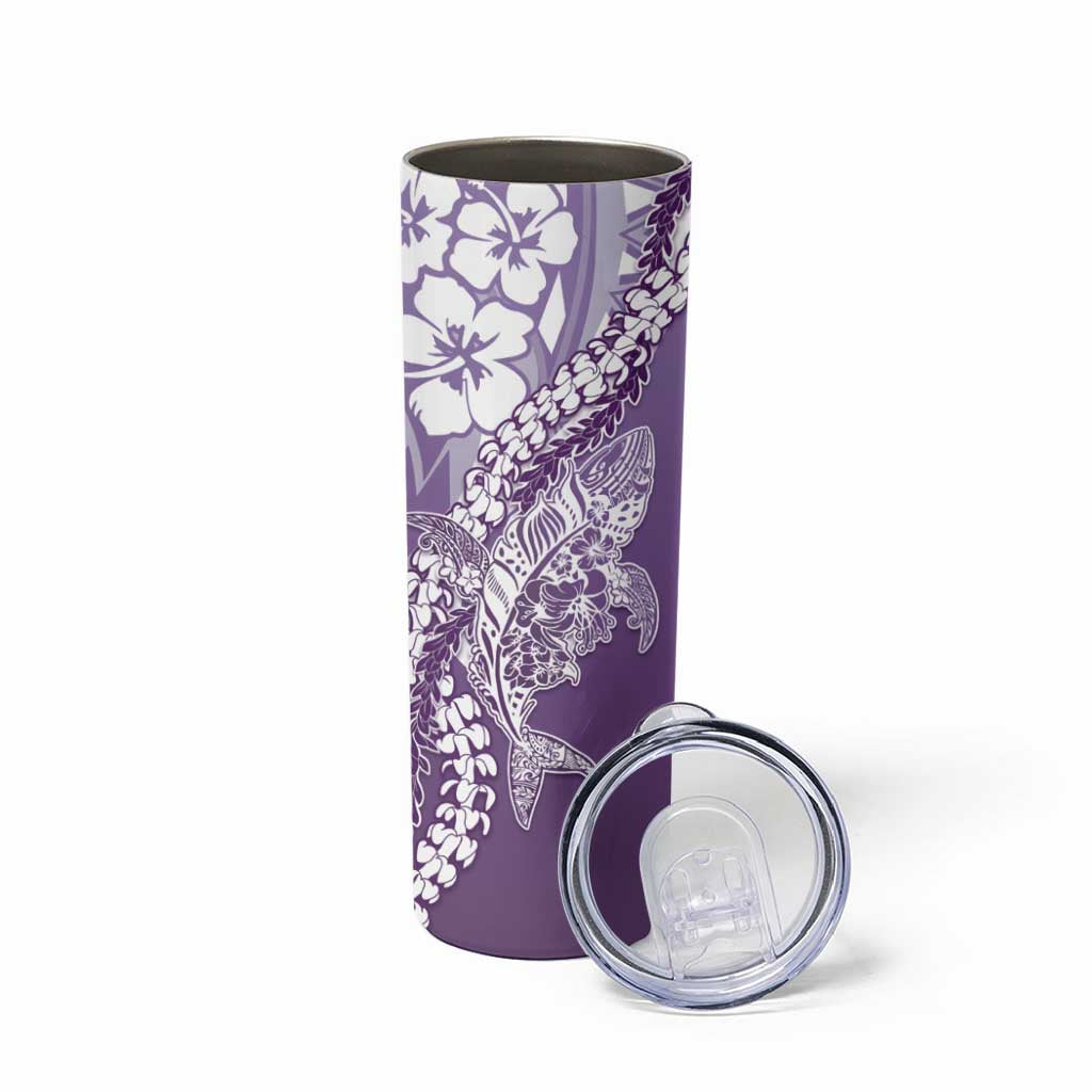 Hawaii Puakenikeni And Maile Lei Skinny Tumbler Violet Polynesian Shark Tattoo DT05 - Polynesian Pride