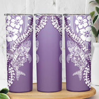Hawaii Puakenikeni And Maile Lei Skinny Tumbler Violet Polynesian Shark Tattoo DT05 - Polynesian Pride