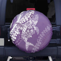 Hawaii Puakenikeni And Maile Lei Spare Tire Cover Violet Polynesian Shark Tattoo DT05 No hole Violet - Polynesian Pride