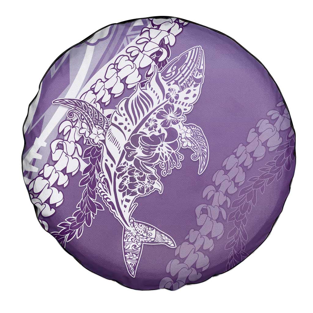 Hawaii Puakenikeni And Maile Lei Spare Tire Cover Violet Polynesian Shark Tattoo DT05 - Polynesian Pride