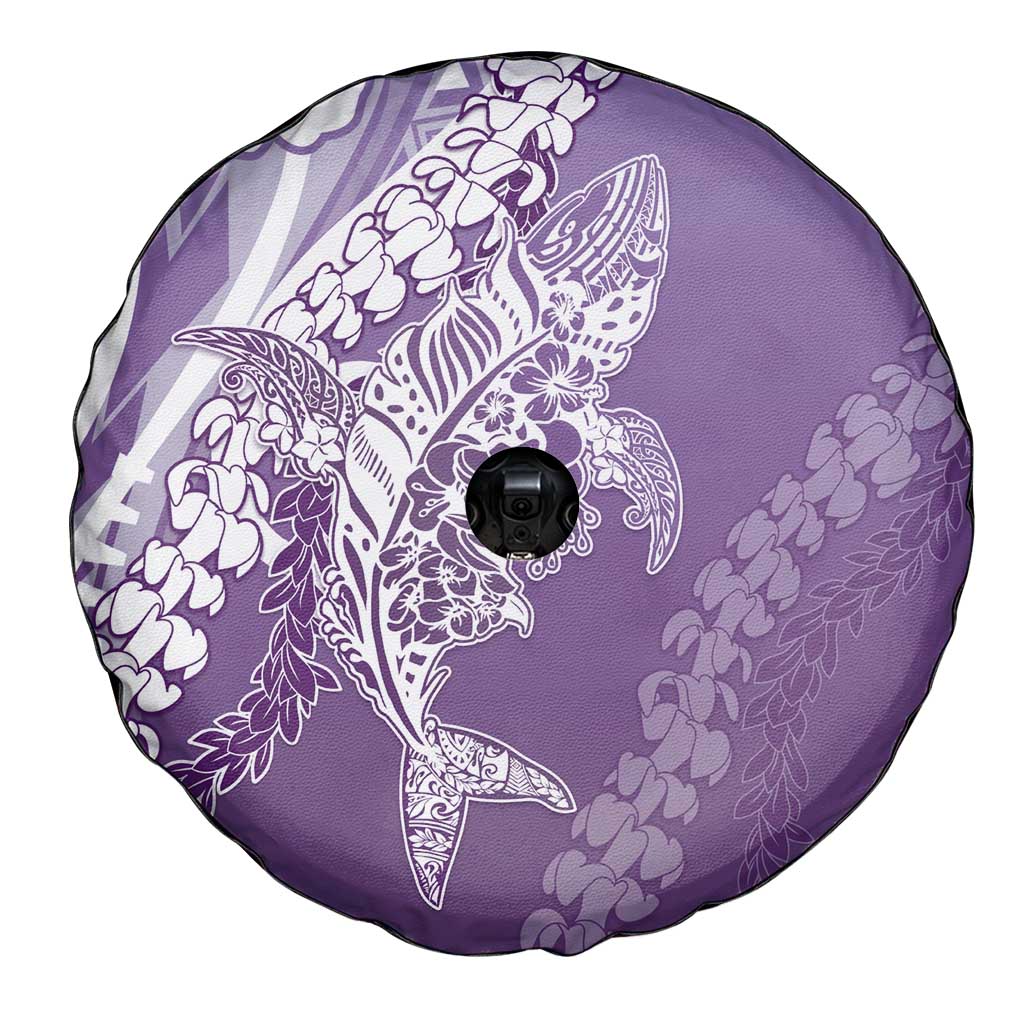 Hawaii Puakenikeni And Maile Lei Spare Tire Cover Violet Polynesian Shark Tattoo DT05 - Polynesian Pride