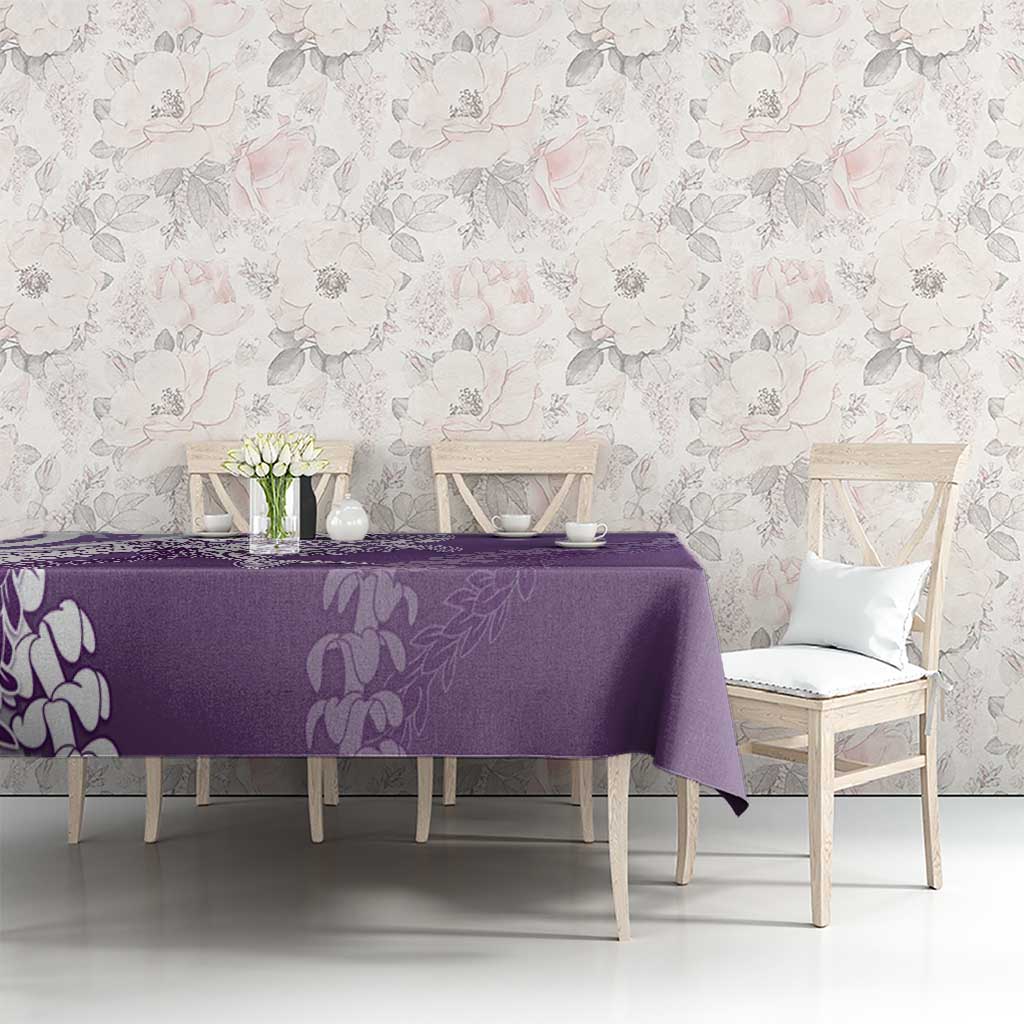 Hawaii Puakenikeni And Maile Lei Tablecloth Violet Polynesian Shark Tattoo DT05