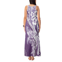 Hawaii Puakenikeni And Maile Lei Tank Maxi Dress Violet Polynesian Shark Tattoo DT05 - Polynesian Pride