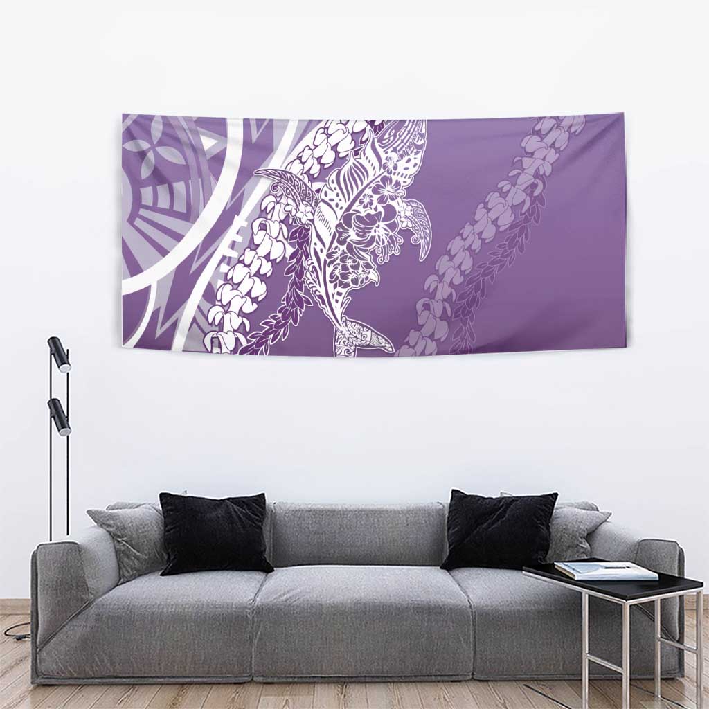 Hawaii Puakenikeni And Maile Lei Tapestry Violet Polynesian Shark Tattoo DT05
