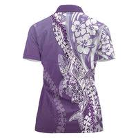 Hawaii Puakenikeni And Maile Lei Women Polo Shirt Violet Polynesian Shark Tattoo DT05 - Polynesian Pride