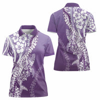 Hawaii Puakenikeni And Maile Lei Women Polo Shirt Violet Polynesian Shark Tattoo DT05 - Polynesian Pride