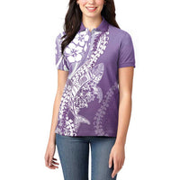 Hawaii Puakenikeni And Maile Lei Women Polo Shirt Violet Polynesian Shark Tattoo DT05 - Polynesian Pride
