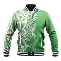 Hawaii Puakenikeni And Maile Lei Baseball Jacket Green Polynesian Shark Tattoo DT05 Unisex Green - Polynesian Pride