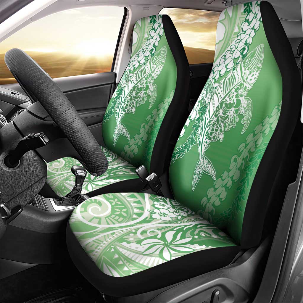 Hawaii Puakenikeni And Maile Lei Car Seat Cover Green Polynesian Shark Tattoo DT05 - Polynesian Pride