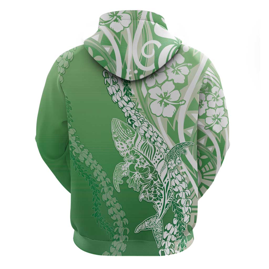 Hawaii Puakenikeni And Maile Lei Hoodie Green Polynesian Shark Tattoo DT05 - Polynesian Pride