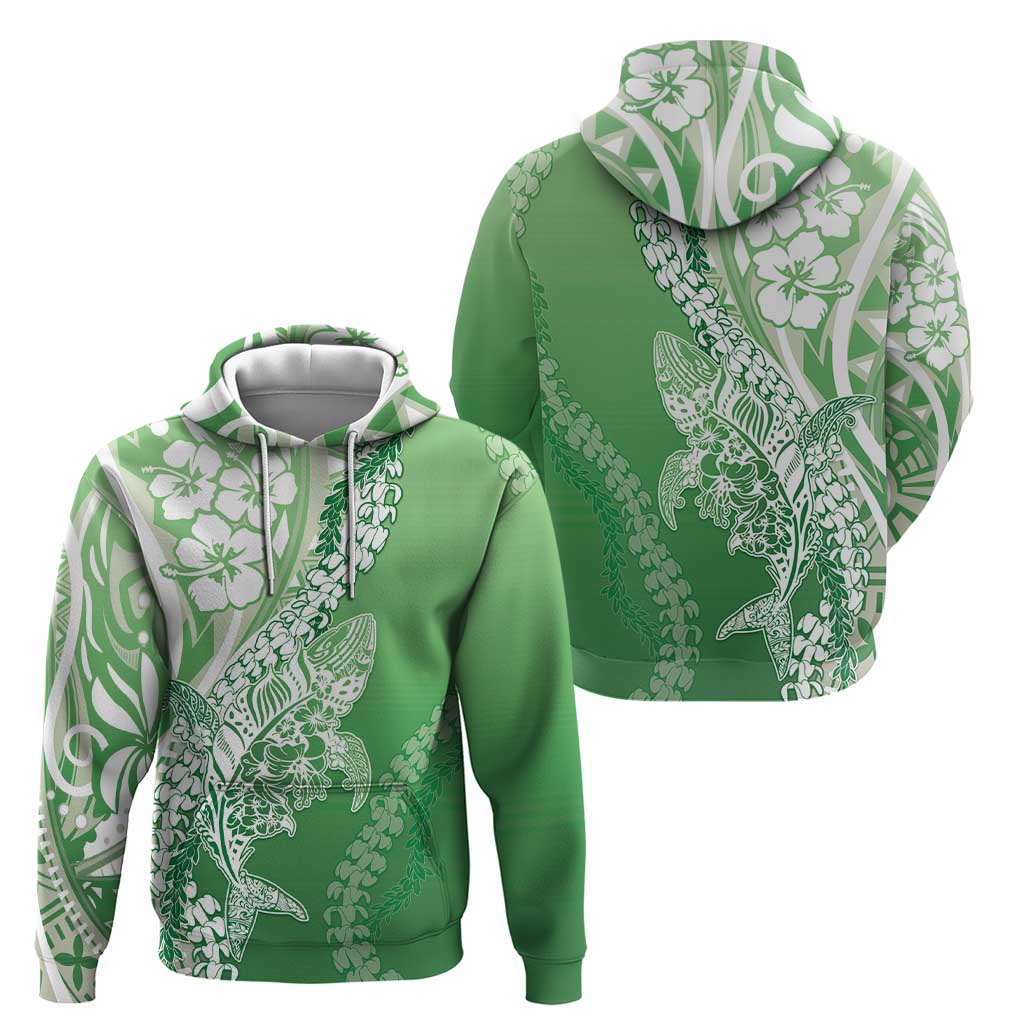 Hawaii Puakenikeni And Maile Lei Hoodie Green Polynesian Shark Tattoo DT05 - Polynesian Pride