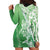 Hawaii Puakenikeni And Maile Lei Hoodie Dress Green Polynesian Shark Tattoo DT05