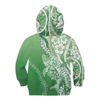 Hawaii Puakenikeni And Maile Lei Kid Hoodie Green Polynesian Shark Tattoo DT05 - Polynesian Pride