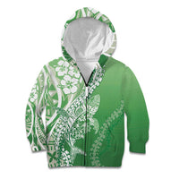Hawaii Puakenikeni And Maile Lei Kid Hoodie Green Polynesian Shark Tattoo DT05 Zip Hoodie Green - Polynesian Pride