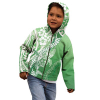 Hawaii Puakenikeni And Maile Lei Kid Hoodie Green Polynesian Shark Tattoo DT05 - Polynesian Pride