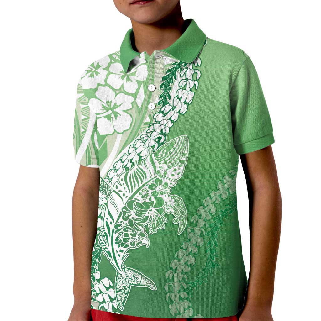 Hawaii Puakenikeni And Maile Lei Kid Polo Shirt Green Polynesian Shark Tattoo DT05 Kid Green - Polynesian Pride