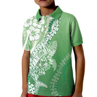 Hawaii Puakenikeni And Maile Lei Kid Polo Shirt Green Polynesian Shark Tattoo DT05 Kid Green - Polynesian Pride