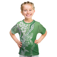 Hawaii Puakenikeni And Maile Lei Kid T Shirt Green Polynesian Shark Tattoo DT05 Green - Polynesian Pride