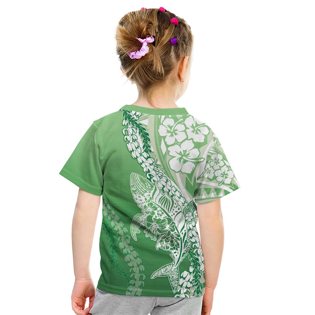 Hawaii Puakenikeni And Maile Lei Kid T Shirt Green Polynesian Shark Tattoo DT05 - Polynesian Pride