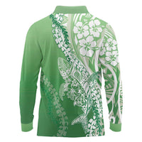 Hawaii Puakenikeni And Maile Lei Long Sleeve Polo Shirt Green Polynesian Shark Tattoo DT05 - Polynesian Pride