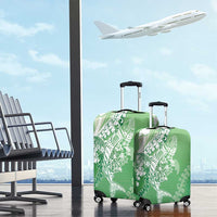 Hawaii Puakenikeni And Maile Lei Luggage Cover Green Polynesian Shark Tattoo DT05 - Polynesian Pride