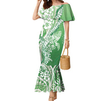 Hawaii Puakenikeni And Maile Lei Mermaid Dress Green Polynesian Shark Tattoo DT05 Women Green - Polynesian Pride
