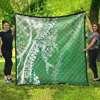 Hawaii Puakenikeni And Maile Lei Quilt Green Polynesian Shark Tattoo DT05 - Polynesian Pride