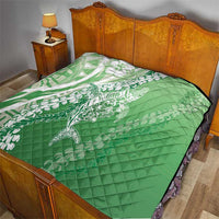 Hawaii Puakenikeni And Maile Lei Quilt Green Polynesian Shark Tattoo DT05 - Polynesian Pride