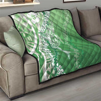 Hawaii Puakenikeni And Maile Lei Quilt Green Polynesian Shark Tattoo DT05 - Polynesian Pride