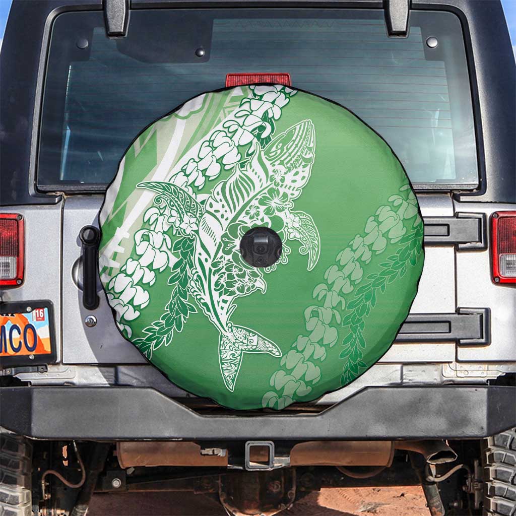 Hawaii Puakenikeni And Maile Lei Spare Tire Cover Green Polynesian Shark Tattoo DT05 Green - Polynesian Pride