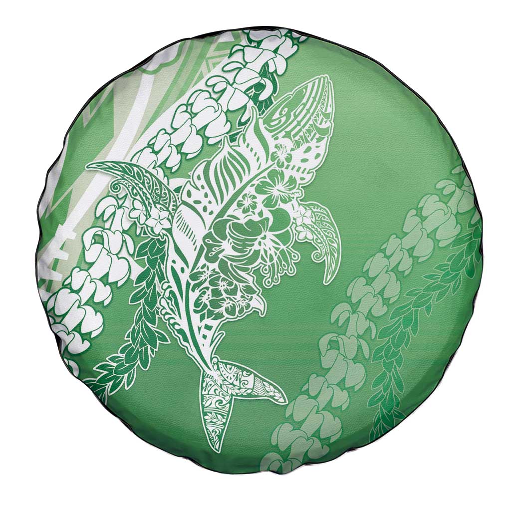 Hawaii Puakenikeni And Maile Lei Spare Tire Cover Green Polynesian Shark Tattoo DT05 - Polynesian Pride