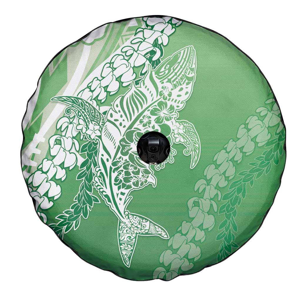 Hawaii Puakenikeni And Maile Lei Spare Tire Cover Green Polynesian Shark Tattoo DT05 - Polynesian Pride