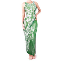 Hawaii Puakenikeni And Maile Lei Tank Maxi Dress Green Polynesian Shark Tattoo DT05 Women Green - Polynesian Pride