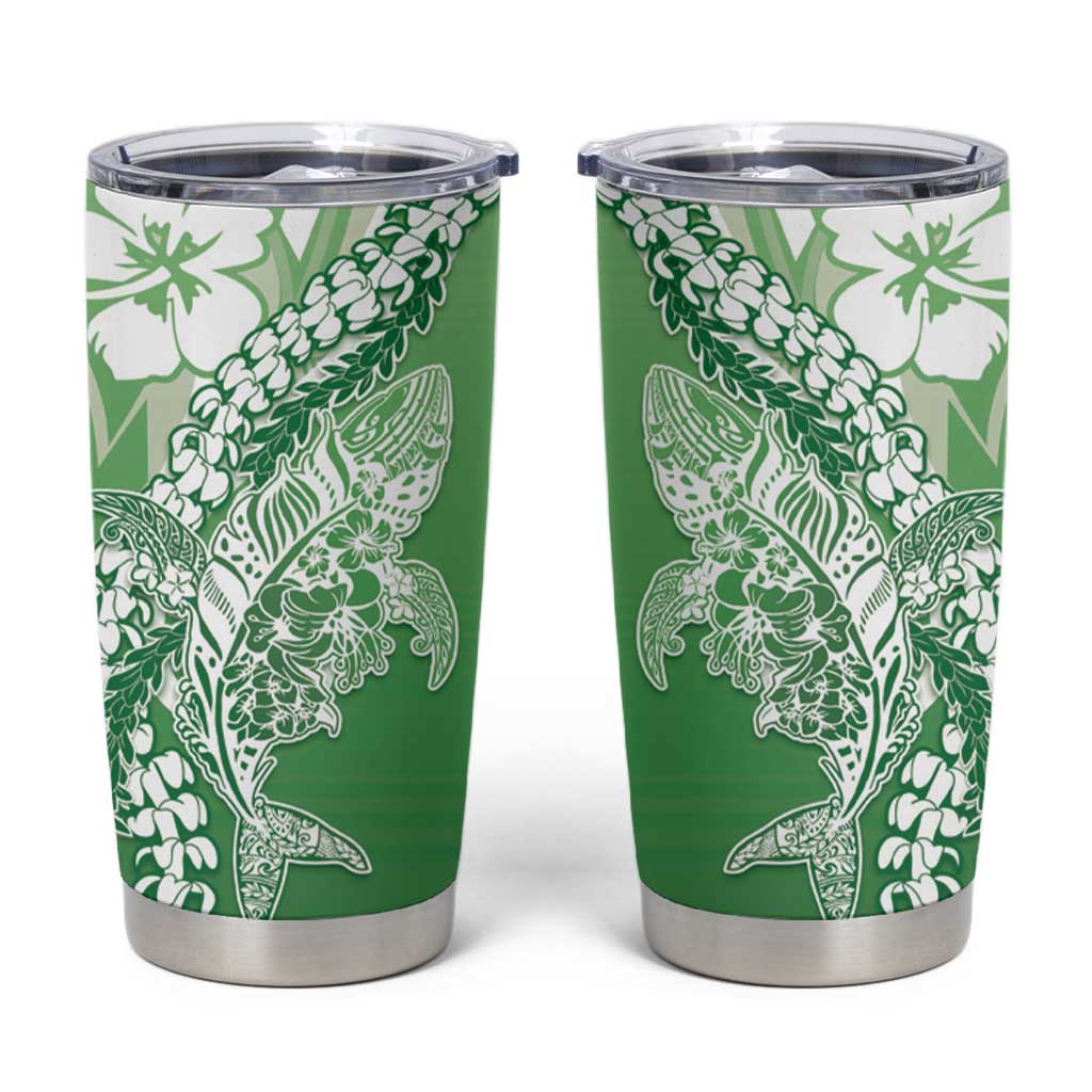 Hawaii Puakenikeni And Maile Lei Tumbler Cup Green Polynesian Shark Tattoo DT05 Green - Polynesian Pride