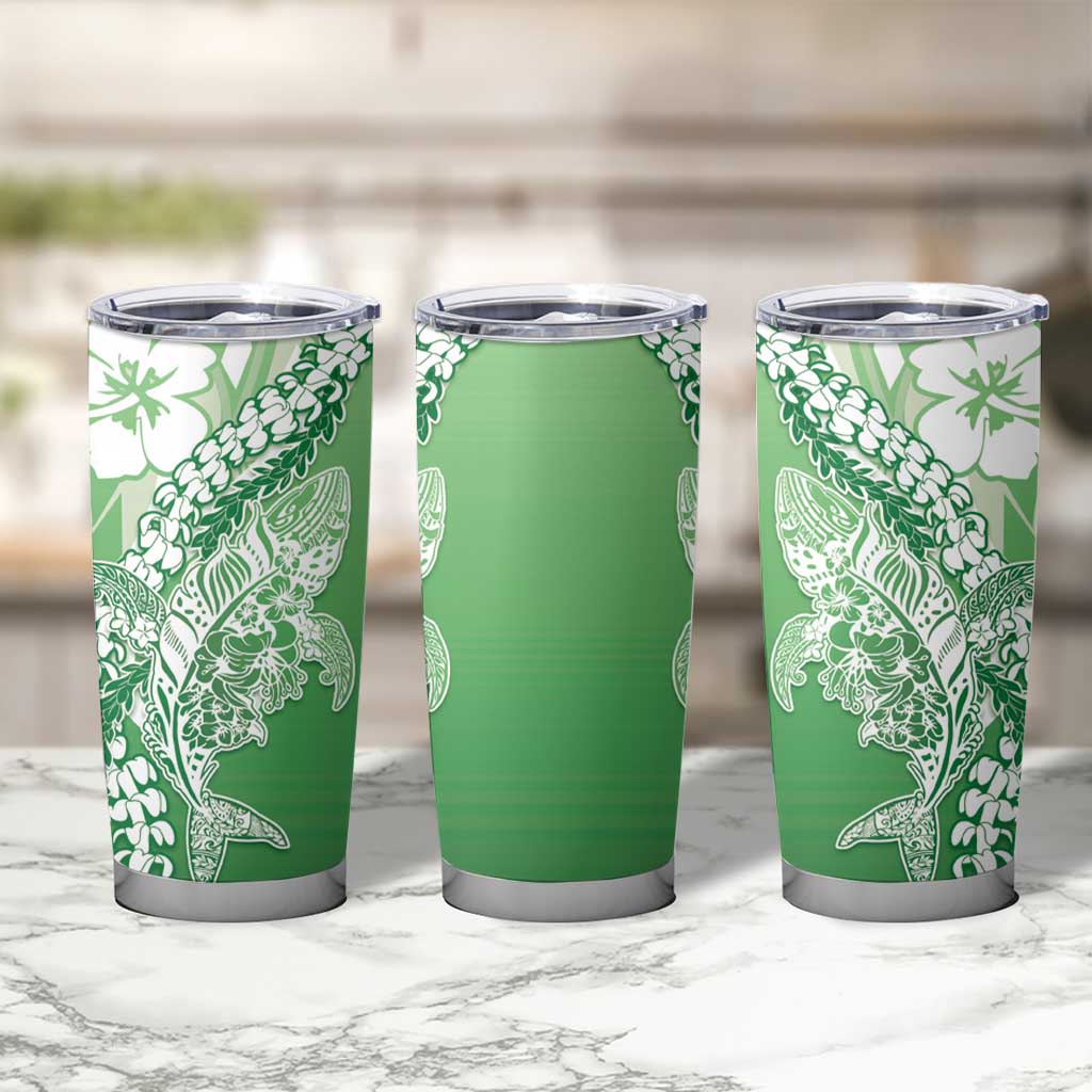 Hawaii Puakenikeni And Maile Lei Tumbler Cup Green Polynesian Shark Tattoo DT05 - Polynesian Pride